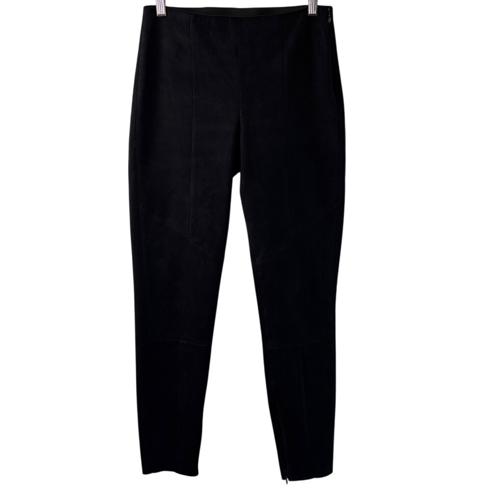 Zara Black Faux Suede Slim Pants Black Classic Tailored Size 6